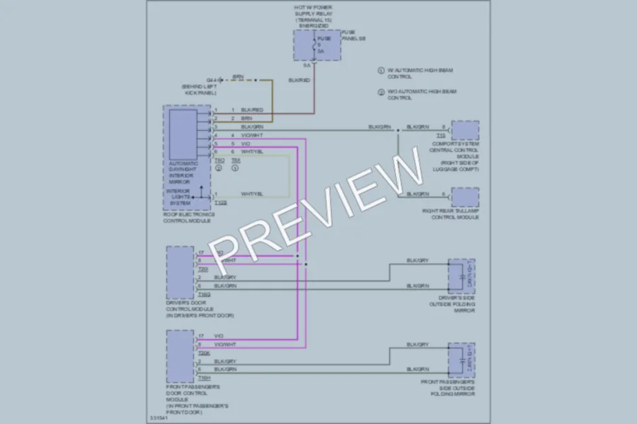 2010 Audi A6 Power Mirrors wiring diagram preview