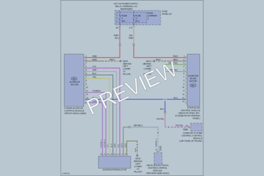 2010 Audi Q5 Power Top Sunroof wiring diagram preview