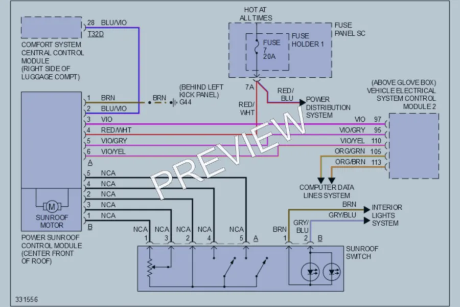 2010 Audi S6 Power Top Sunroof wiring diagram preview