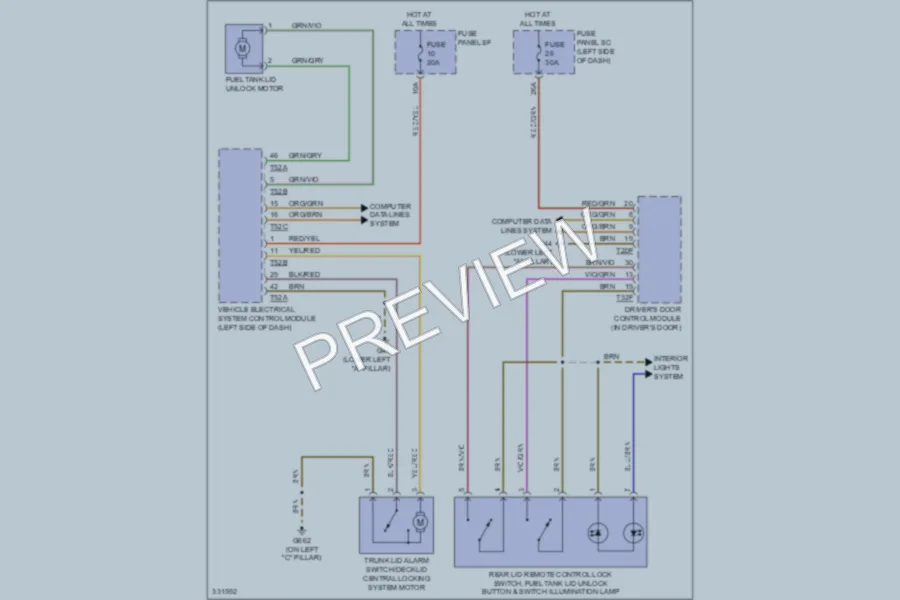 2010 Audi TTS Trunk Tailgate Fuel Door wiring diagram preview