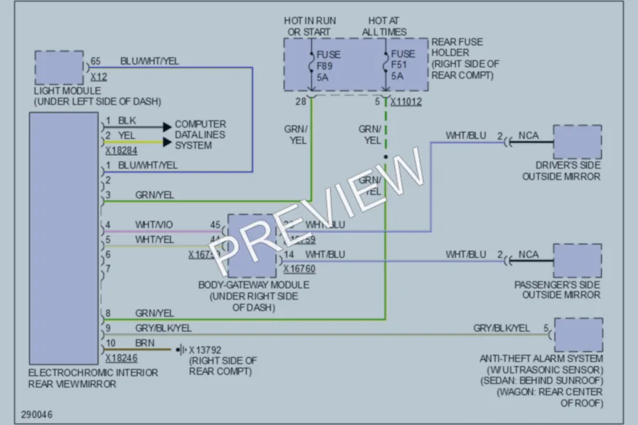 2010 BMW 528i Power Mirrors wiring diagram preview