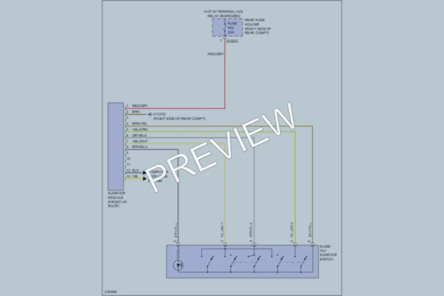 2010 BMW 550i Power Top Sunroof wiring diagram preview