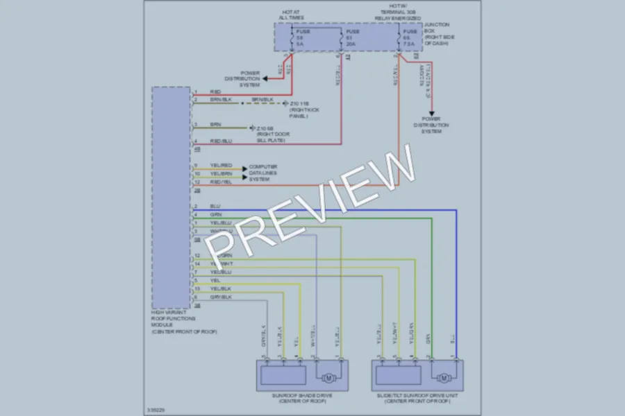 2010 BMW 760Li Power Top Sunroof wiring diagram preview