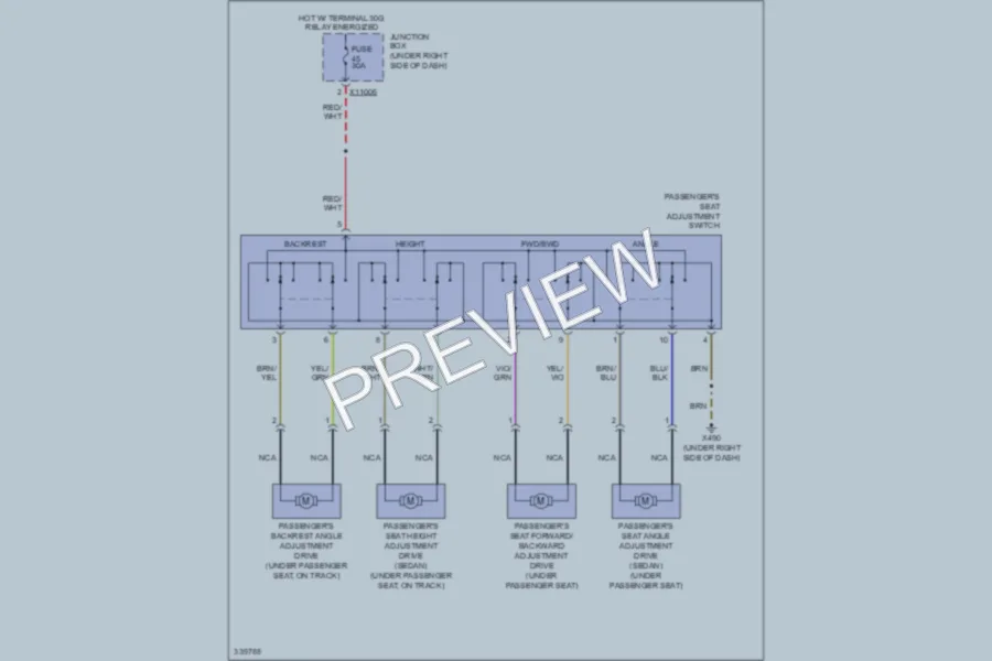 2010 BMW M3 Power Seats wiring diagram preview