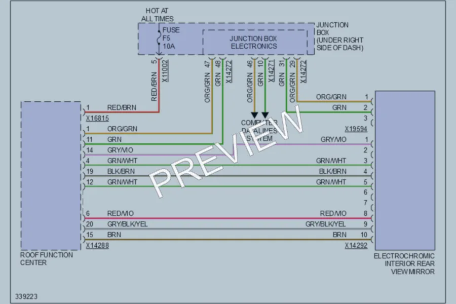 2010 BMW X6 Power Mirrors wiring diagram preview