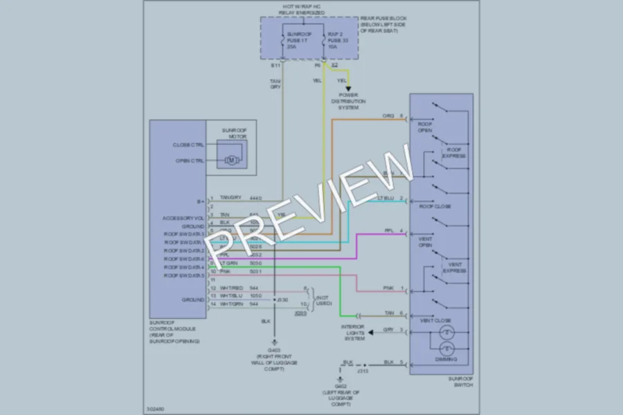 2010 Buick Lucerne Power Top Sunroof wiring diagram preview
