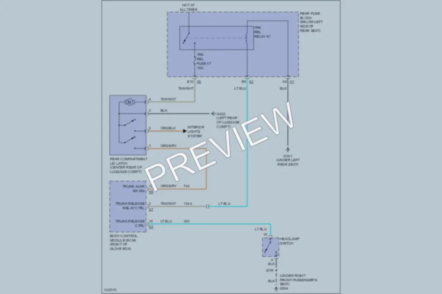 2010 Buick Lucerne Trunk Tailgate Fuel Door wiring diagram preview