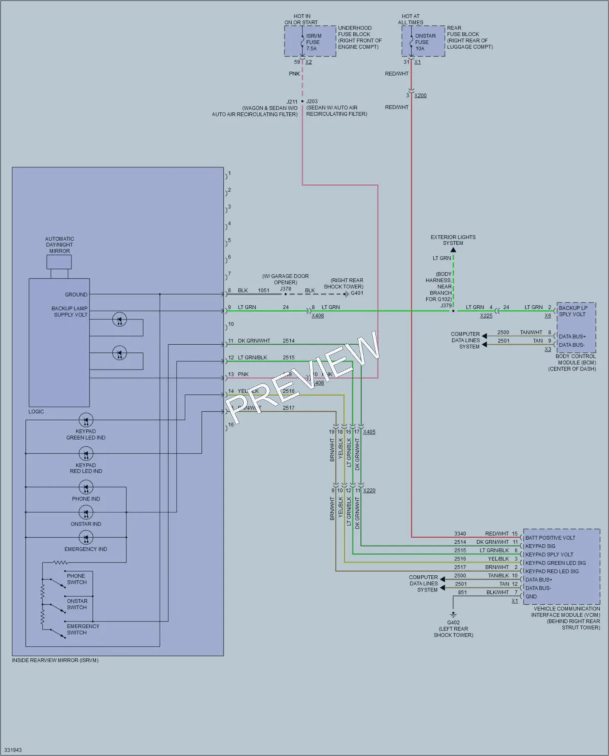 2010 Cadillac CTS Power Mirrors wiring diagram preview