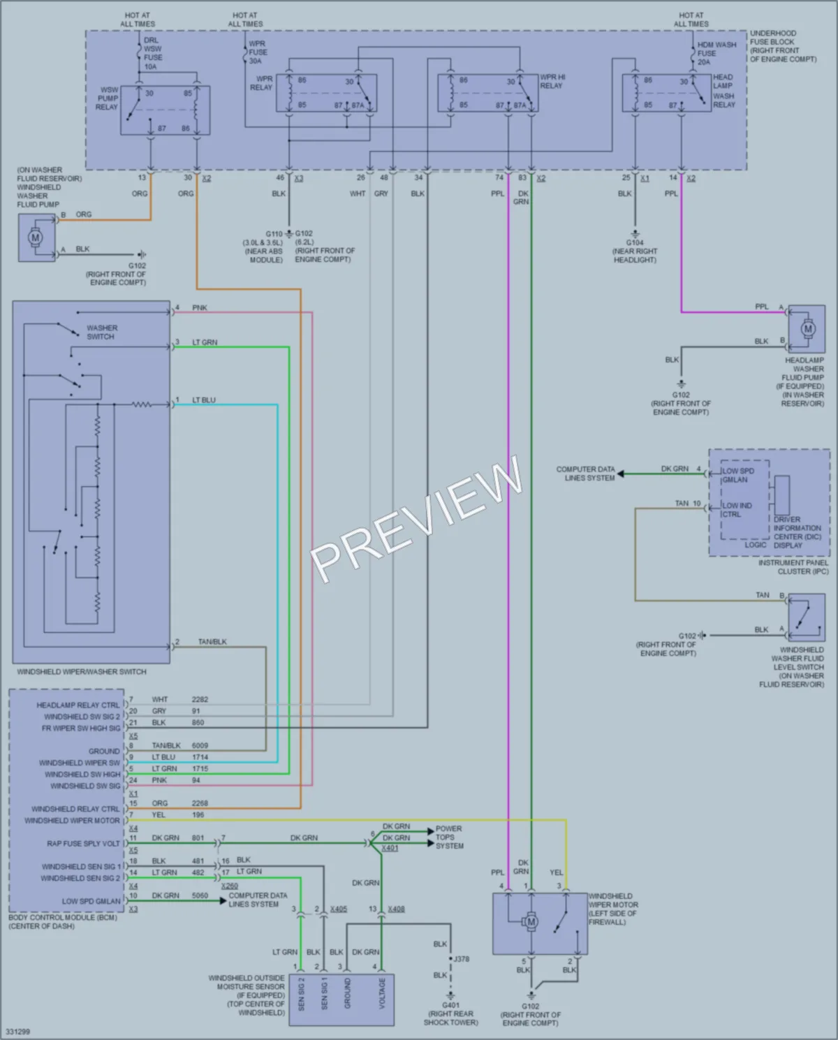 2010 Cadillac CTS Wiper Washer wiring diagram preview