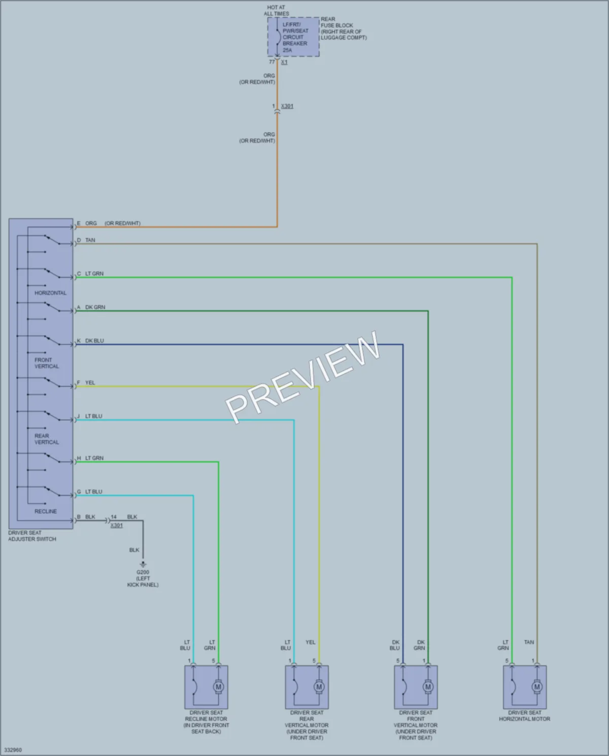 2010 Cadillac CTSV Power Seats wiring diagram preview