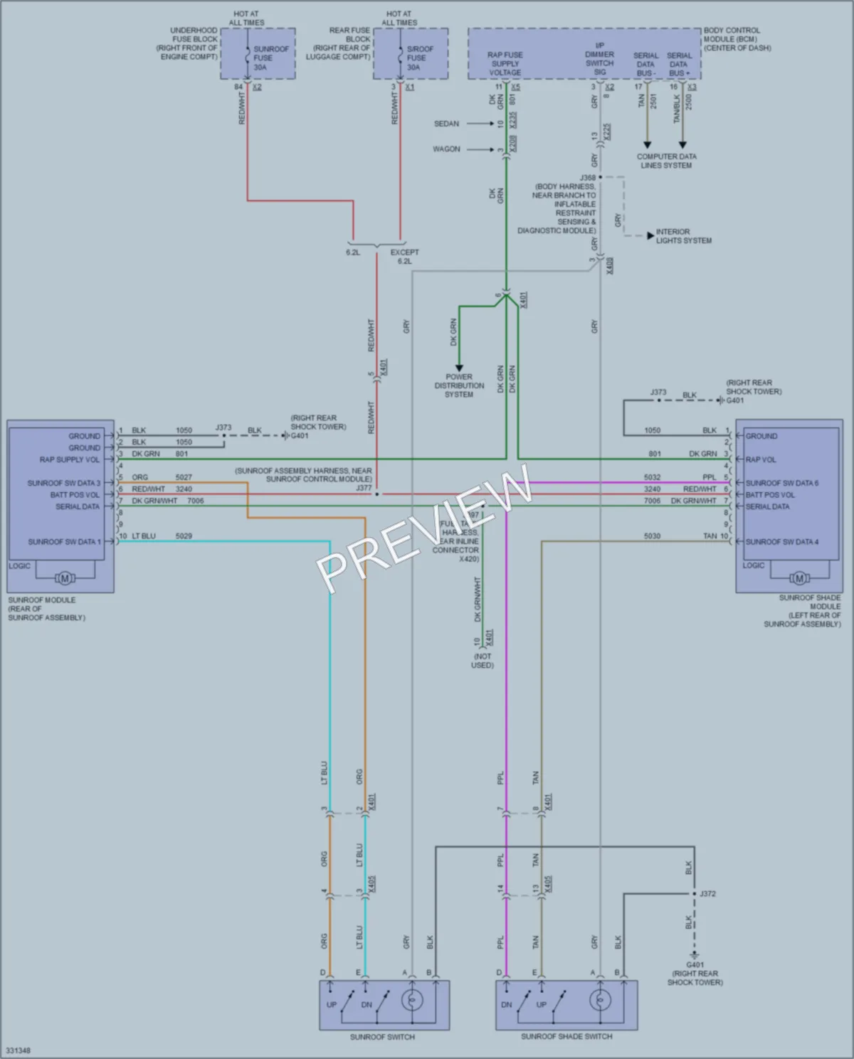 2010 Cadillac CTSV Power Top Sunroof wiring diagram preview