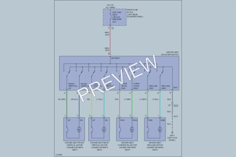 2010 Cadillac SRX Power Seats wiring diagram preview