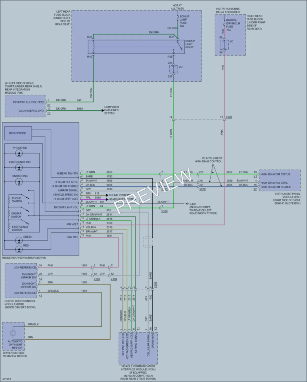 2010 Cadillac STS Power Mirrors wiring diagram preview