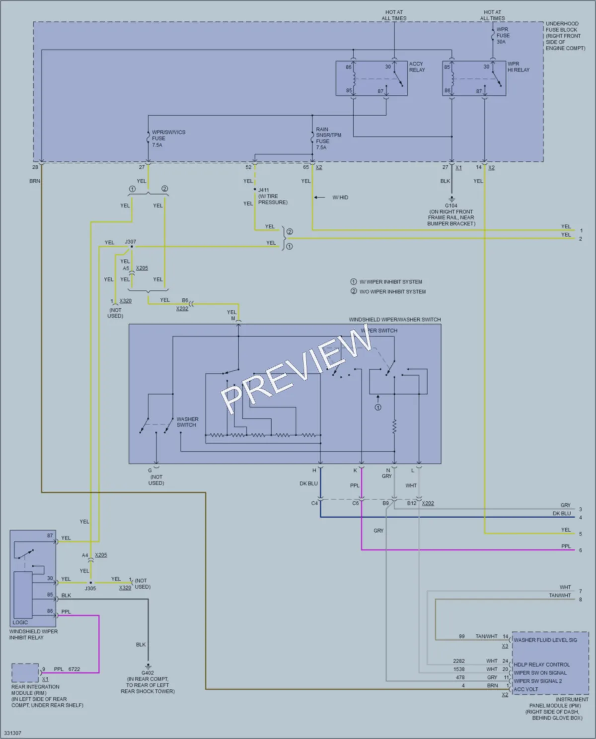 2010 Cadillac STS Wiper Washer wiring diagram preview