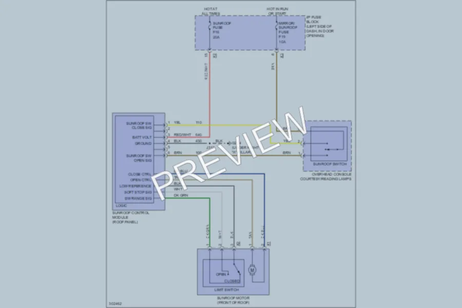 2010 Chevrolet Aveo Power Top Sunroof wiring diagram preview