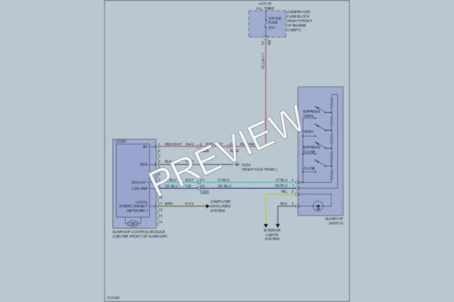2010 Chevrolet Camaro Power Top Sunroof wiring diagram preview