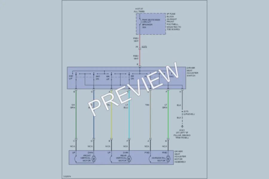 2010 Chevrolet Corvette Power Seats wiring diagram preview