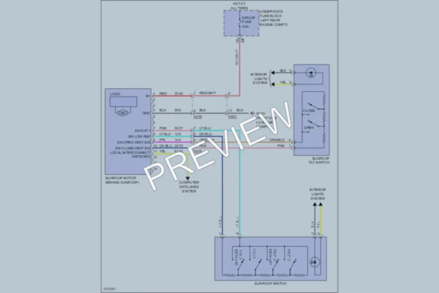 2010 Chevrolet Equinox Power Top Sunroof wiring diagram preview