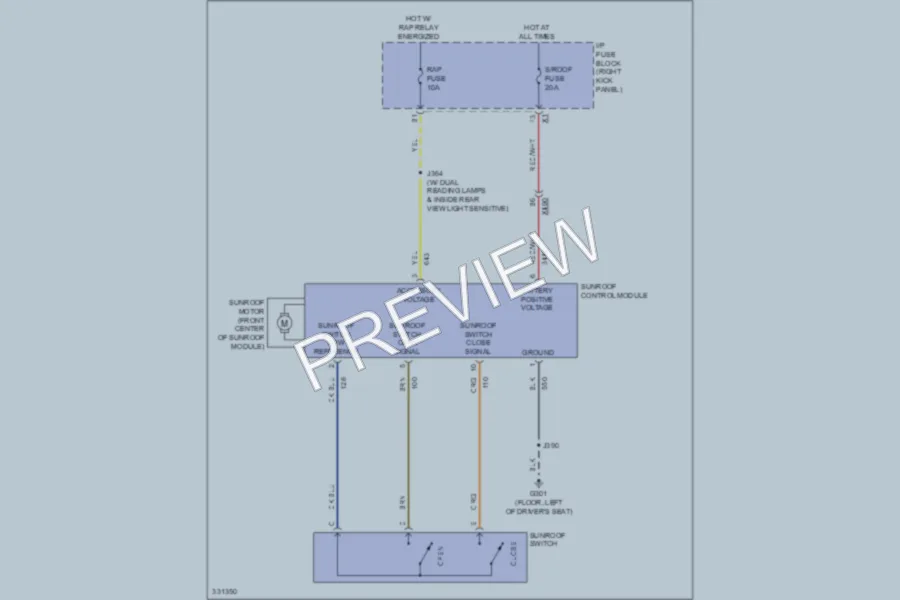 2010 Chevrolet Impala Power Top Sunroof wiring diagram preview