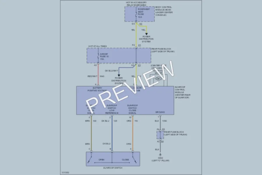 2010 Chevrolet Malibu Power Top Sunroof wiring diagram preview