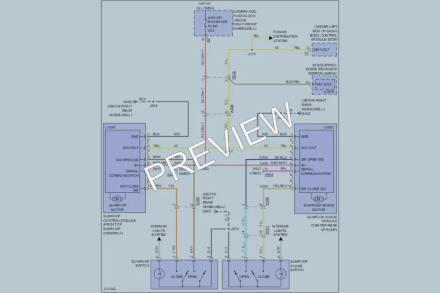 2010 Chevrolet Traverse Power Top Sunroof wiring diagram preview