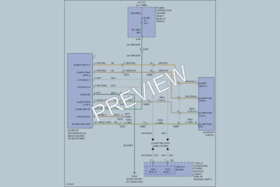 2010 Dodge Challenger Power Top Sunroof wiring diagram preview