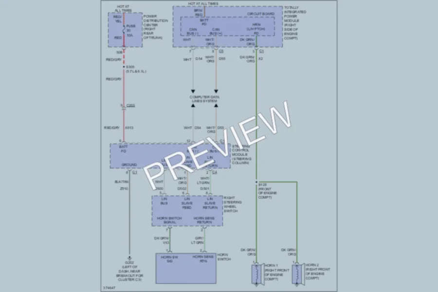 2010 Dodge Charger Horn wiring diagram preview