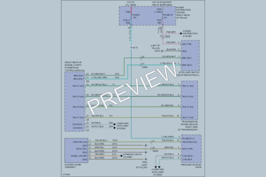 2010 Dodge Charger Shift Interlock wiring diagram preview