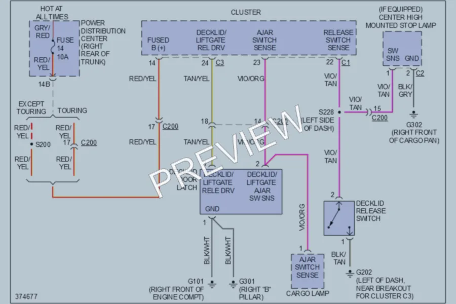 2010 Dodge Charger Trunk Tailgate Fuel Door wiring diagram preview