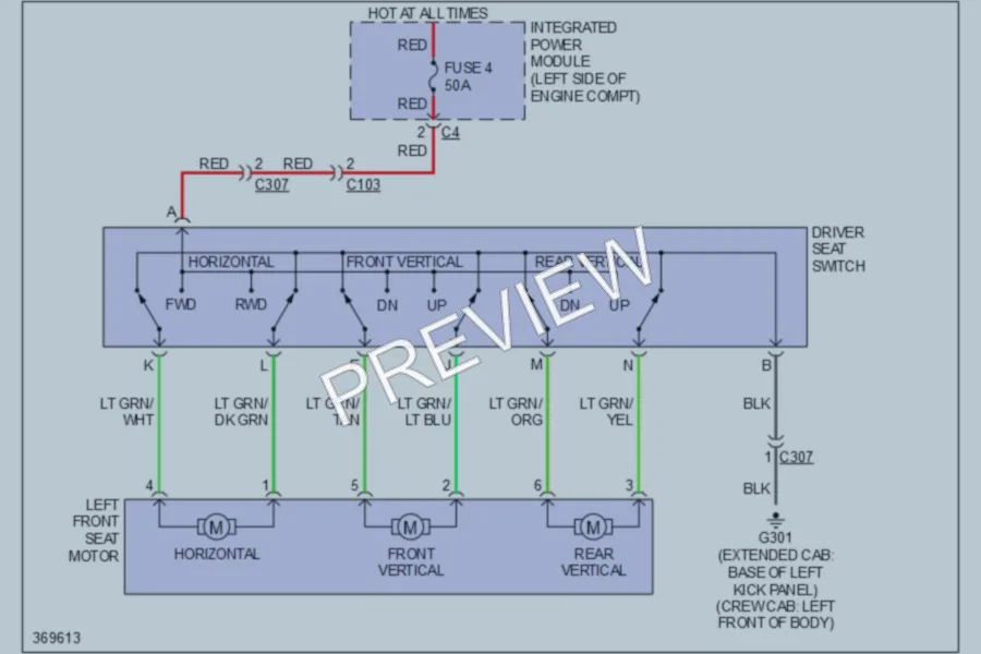 2010 Dodge Dakota Power Seats wiring diagram preview