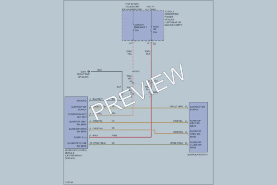 2010 Dodge Journey Power Top Sunroof wiring diagram preview