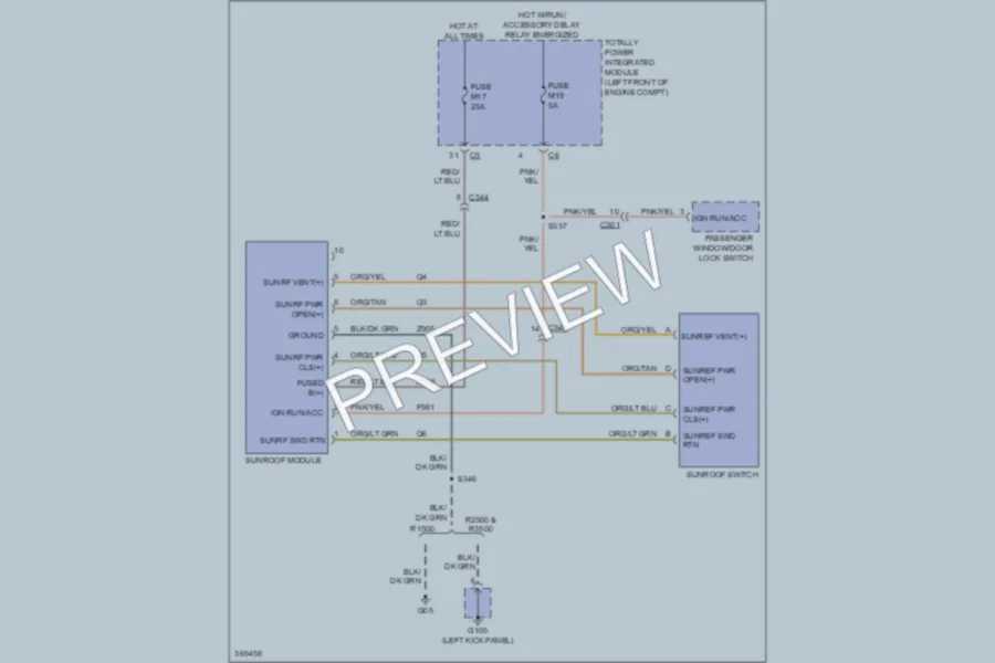 2010 Dodge R3500 Power Top Sunroof wiring diagram preview