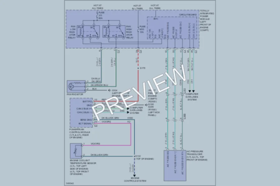 2010 Dodge R1500 Cooling Fan wiring diagram preview