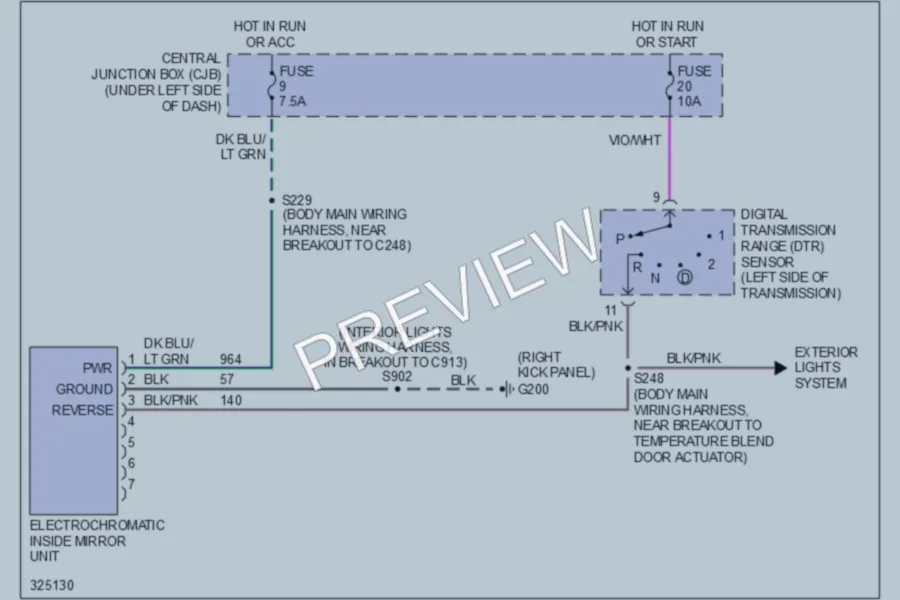 2010 Ford CrownVictoria Power Mirrors wiring diagram preview