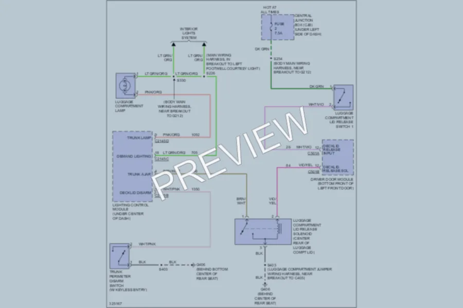 2010 Ford CrownVictoria Trunk Tailgate Fuel Door wiring diagram preview