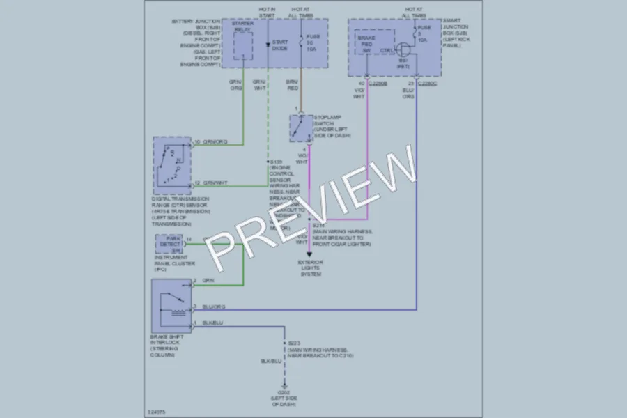 2010 Ford E150 Shift Interlock wiring diagram preview