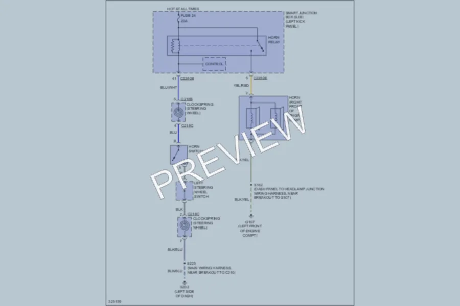 2010 Ford E150 Horn wiring diagram preview