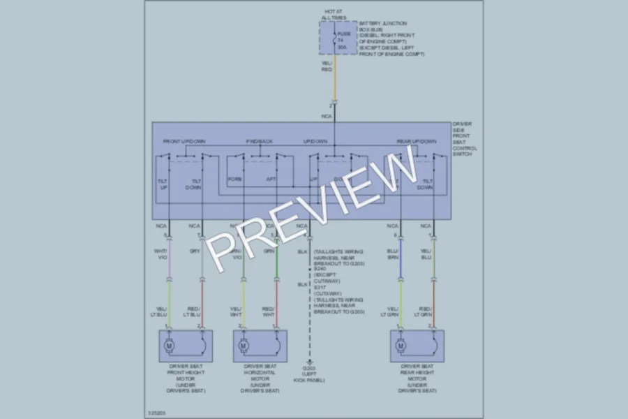 2010 Ford E250 Power Seats wiring diagram preview