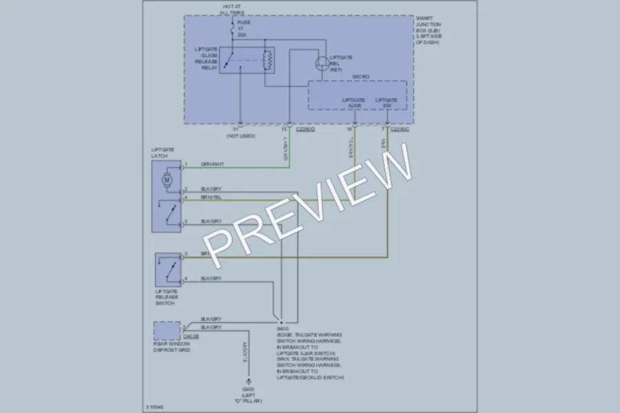 2010 Ford Edge Trunk Tailgate Fuel Door wiring diagram preview