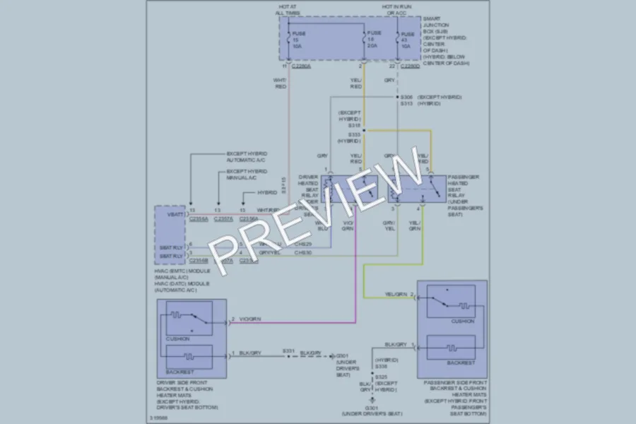 2010 Ford Escape Power Seats wiring diagram preview