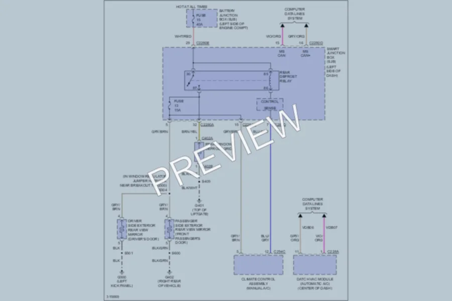 2010 Ford ExplorerSportTrac Defoggers wiring diagram preview