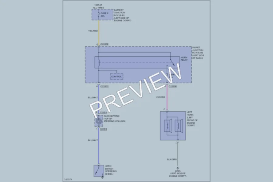 2010 Ford ExplorerSportTrac Horn wiring diagram preview