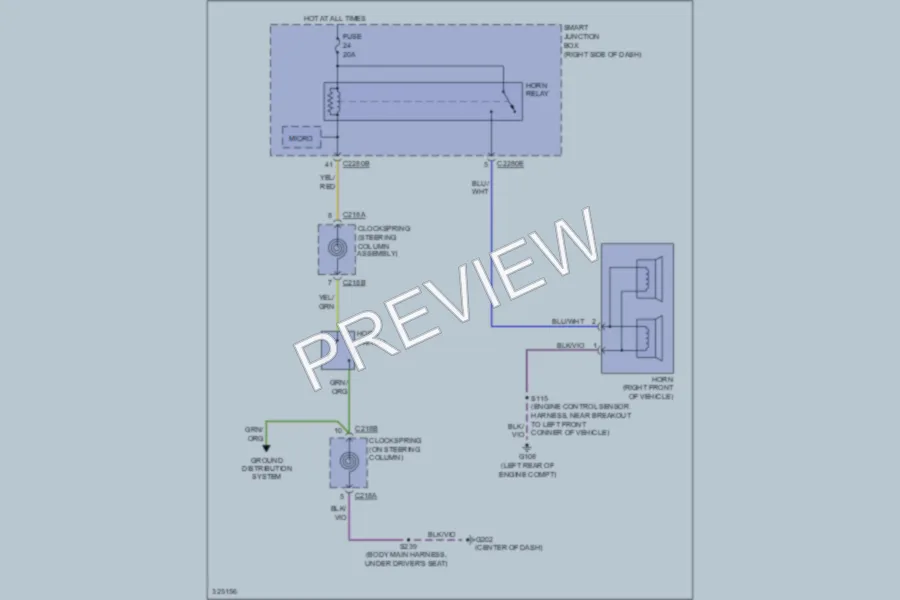 2010 Ford F250 Super Duty Horn wiring diagram preview
