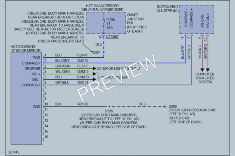 2010 Ford F550ChsCab Power Mirrors wiring diagram preview