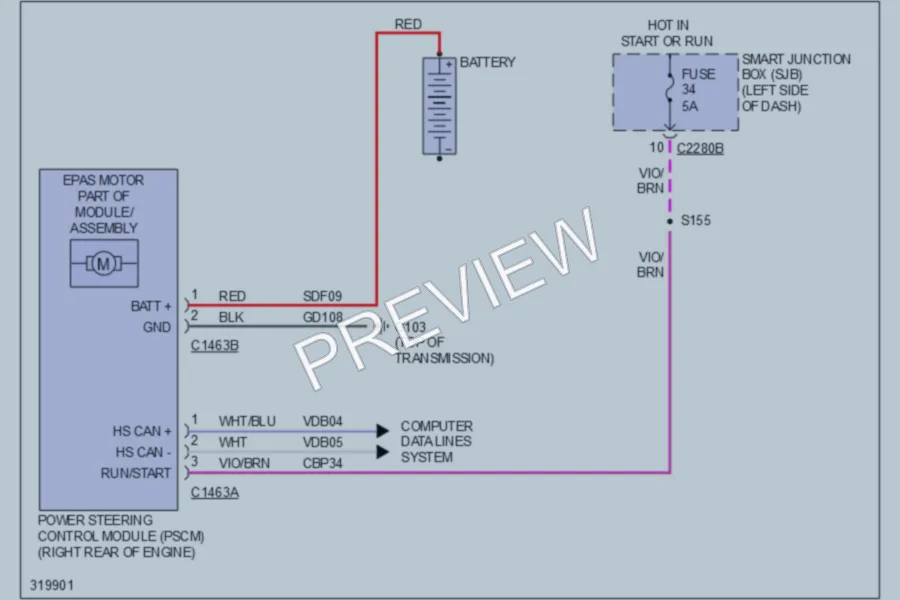 2010 Ford Flex Electronic Power Steering wiring diagram preview