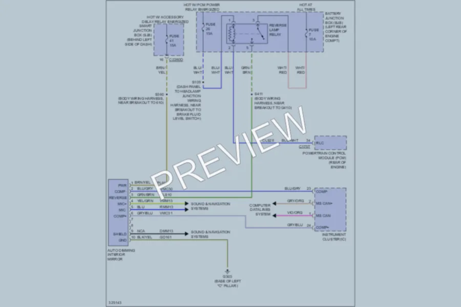 2010 Ford Focus Power Mirrors wiring diagram preview