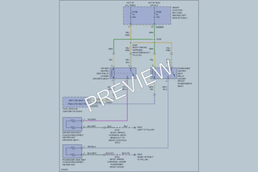 2010 Ford Focus Power Seats wiring diagram preview