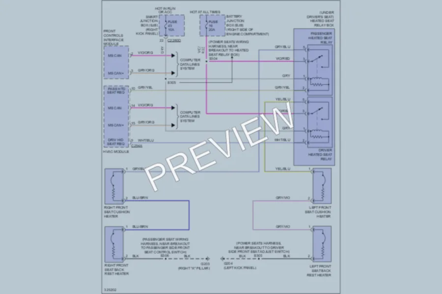 2010 Ford Mustang Power Seats wiring diagram preview