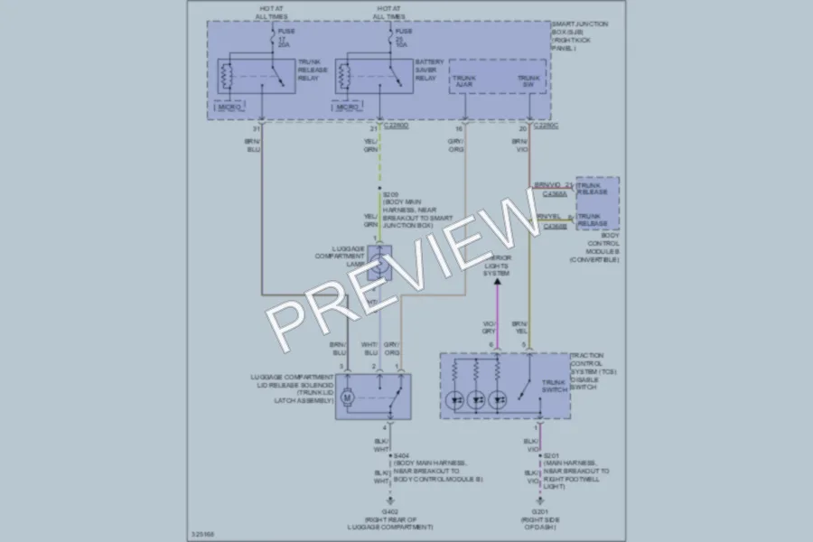 2010 Ford Mustang Trunk Tailgate Fuel Door wiring diagram preview