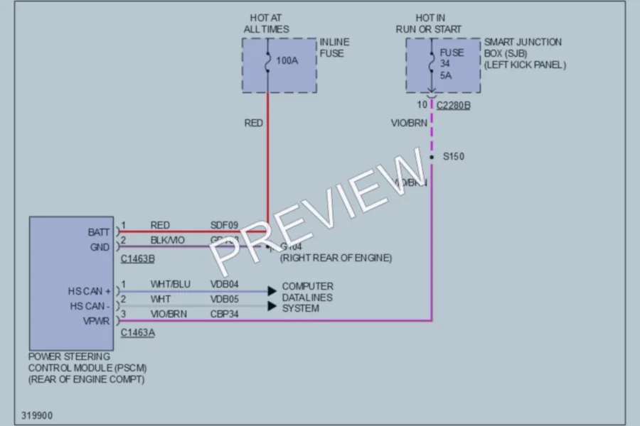 2010 Ford Taurus Electronic Power Steering wiring diagram preview